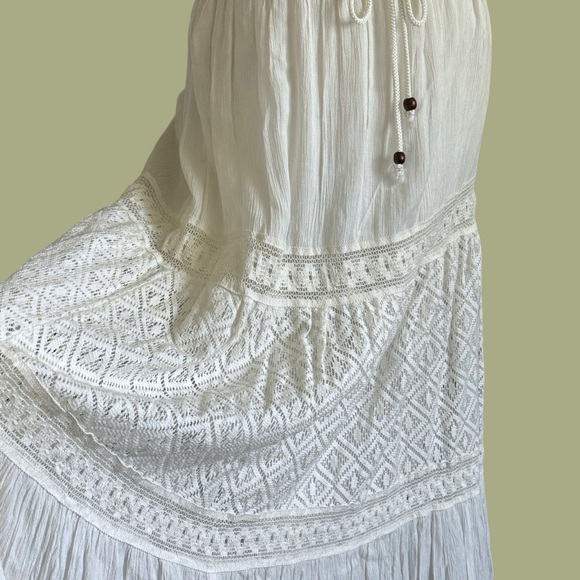 NWT boho Magic lace trim maxi skirt size large - Picture 4 of 11